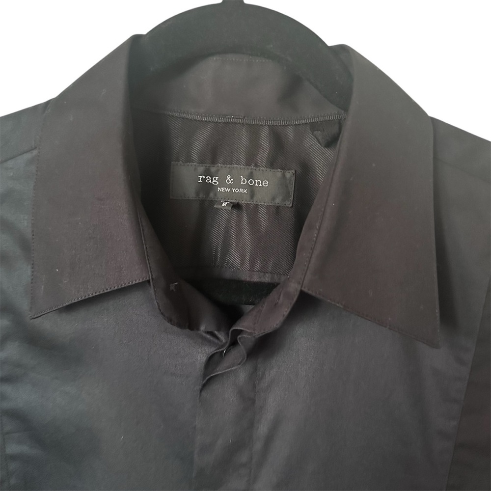 Rag & Bone Long Sleeve Black Button Down Shirt Collared Sz Medium - Picture 3 of 10